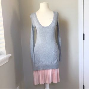 Victoria’s Secret Gray Sweater Dress Pink Pleats